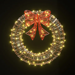 0.6M Christmas Lights 160 LED Motif Solar Wreath Xmas Decorations Jingle Jollys Occasions > Christmas > Outdoor Decorations & Lights XMAS-MOT-D-WREATH-GD Online Furniture