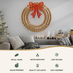 0.6M Christmas Lights 160 LED Motif Solar Wreath Xmas Decorations Jingle Jollys Occasions > Christmas > Outdoor Decorations & Lights XMAS-MOT-D-WREATH-GD Online Furniture