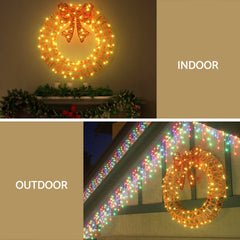 0.6M Christmas Lights 160 LED Motif Solar Wreath Xmas Decorations Jingle Jollys Occasions > Christmas > Outdoor Decorations & Lights XMAS-MOT-D-WREATH-GD Online Furniture