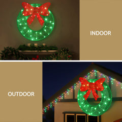 0.6M Christmas Lights 50 LED Motif Solar Wreath Xmas Decorations Jingle Jollys Occasions > Christmas > Outdoor Decorations & Lights XMAS-MOT-D-WREATH-GN Online Furniture