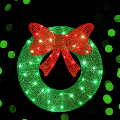 0.6M Christmas Lights 50 LED Motif Solar Wreath Xmas Decorations Jingle Jollys Occasions > Christmas > Outdoor Decorations & Lights XMAS-MOT-D-WREATH-GN Online Furniture