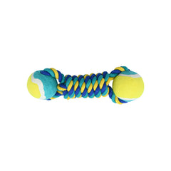 2 PCS Yellow Durable Cotton Rope and Tennis Ball Dog Toy Set - Chew Resistant Tug Toys with Rope Dumbbell - Perfect for Dogs of All Sizes Pet Care > Toys > Dog Toys V888-ELOSUNG13165 Online Furniture