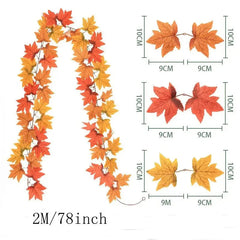 2M Artificial Fall Maple Leaf Garland Occasions > Christmas > Christmas Wreaths & Garlands V728-1005007243935153-I Online Furniture