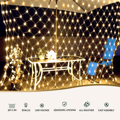 2Mx3M Christmas Lights Net String Light Decorations Warm 504 LED Jingle Jollys Occasions > Christmas > Outdoor Decorations & Lights XMAS-NE500-2X3-WARM Online Furniture