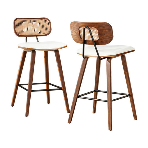 2x Artiss Bar Stools Kitchen Counter Rattan Chairs PU Leather Padding Furniture > Bar Stools & Chairs > Table & Bar Stools BA-TW-1782-BGX2 Online Furniture