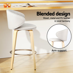 4x Artiss Bar Stools Dining Chairs Contoured Leather Wood Stool Furniture > Bar Stools & Chairs > Table & Bar Stools BA-TW-8186-BGX4 Online Furniture