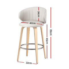 4x Artiss Bar Stools Dining Chairs Contoured Leather Wood Stool Furniture > Bar Stools & Chairs > Table & Bar Stools BA-TW-8186-BGX4 Online Furniture
