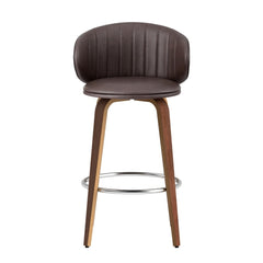 4x Artiss Bar Stools Dining Chairs Contoured Leather Wood Stool Furniture > Bar Stools & Chairs > Table & Bar Stools BA-TW-8186-BRX4 Online Furniture