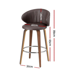 4x Artiss Bar Stools Dining Chairs Contoured Leather Wood Stool Furniture > Bar Stools & Chairs > Table & Bar Stools BA-TW-8186-BRX4 Online Furniture