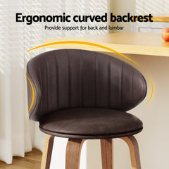 4x Artiss Bar Stools Dining Chairs Contoured Leather Wood Stool Furniture > Bar Stools & Chairs > Table & Bar Stools BA-TW-8186-BRX4 Online Furniture