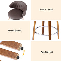 4x Artiss Bar Stools Dining Chairs Contoured Leather Wood Stool Furniture > Bar Stools & Chairs > Table & Bar Stools BA-TW-8186-BRX4 Online Furniture