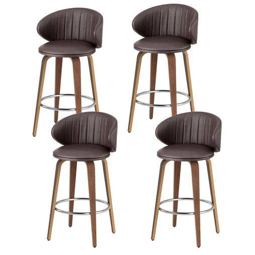 4x Artiss Bar Stools Dining Chairs Contoured Leather Wood Stool Furniture > Bar Stools & Chairs > Table & Bar Stools BA-TW-8186-BRX4 Online Furniture