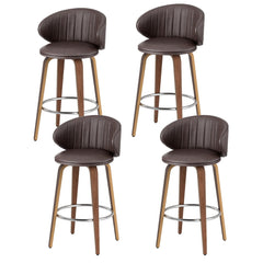 4x Artiss Bar Stools Dining Chairs Contoured Leather Wood Stool Furniture > Bar Stools & Chairs > Table & Bar Stools BA-TW-8186-BRX4 Online Furniture