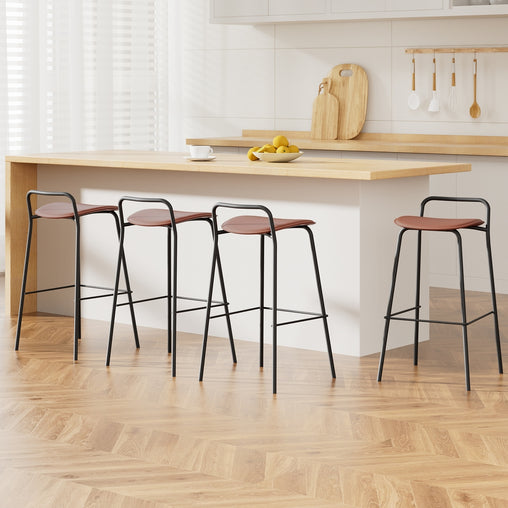 4x Artiss Bar Stools Kitchen Counter Dining Chair Metal Brown Furniture > Bar Stools & Chairs > Table & Bar Stools BA-BB-9083T-BRX4 Online Furniture