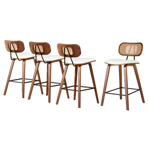 4x Artiss Bar Stools Kitchen Counter Rattan Chairs PU Leather Padding Furniture > Bar Stools & Chairs > Table & Bar Stools BA-TW-1782-BGX4 Online Furniture