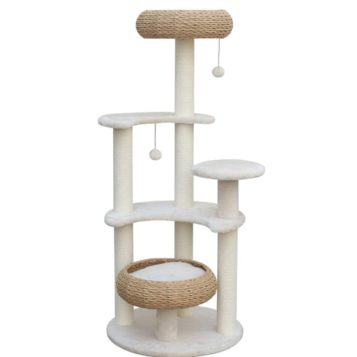 5-Platform Plush and Wicker Cat Tree Pet Care > Cat Supplies V568-MP220100 Online Furniture