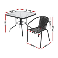 Gardeon Outdoor Dining Set 5 Piece Steel Stackable Chairs Table Patio Furniture - Furniture Ozily