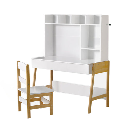 Keezi 2PCS Kids Table and Chairs Set Study Activity Toys Storage Desk Drawer - Furniture Ozily