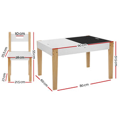 Keezi Kids Table Chair Set Children Storage Study Desk Toy Play Game Chalkboard - Furniture Ozily