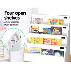 Keezi 4 Tiers Kids Bookshelf Storage Organiser Children Bookcase Drawers Display - Furniture Ozily