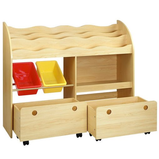 Keezi 3 Tiers Kids Bookshelf Storage Children Bookcase Toy Box Organiser Display - Furniture Ozily