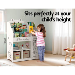 Keezi 4 Tiers Kids Bookshelf Storage Children Bookcase Toy Organiser Display - Furniture Ozily