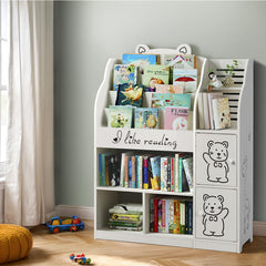 Keezi 4 Tiers Kids Bookshelf Storage Children Bookcase Toy Organiser Display - Furniture Ozily