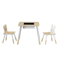 Keezi 3PCS Kids Table and Chairs Set Activity Desk Chalkboard Toy Hidden Storage - Furniture Ozily