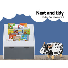 Keezi 3 Tiers Kids Bookshelf Magazine Rack Children Bookcase Organiser Storage - Furniture Ozily