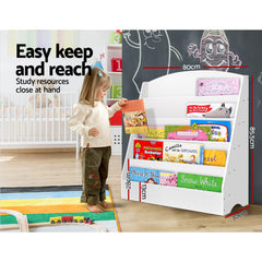 Keezi 5 Tiers Kids Bookshelf Magazine Shelf Organiser Bookcase Display Rack White - Furniture Ozily