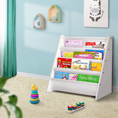 Keezi 4 Tiers Kids Bookshelf Magazine Shelf Children Bookcase Rack Organiser - Furniture Ozily