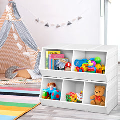 Keezi Kids Toy Box Bookshelf Storage Bookcase Organiser Display Stackable - Furniture Ozily