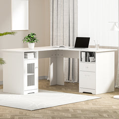 Artiss Corner Computer Desk Office Study Desks Table L-Shape Drawers Tables - ozily