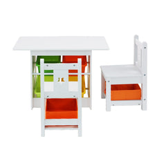 Keezi 3PCS Kids Table and Chairs Set Children Furniture Play Toys Storage Box - Furniture Ozily