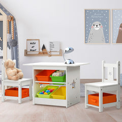 Keezi 3PCS Kids Table and Chairs Set Children Furniture Play Toys Storage Box - Furniture Ozily