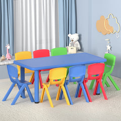 Keezi 9PCS Kids Table and Chairs Set Children Study Desk Furniture Plastic 8 Chairs - Furniture Ozily