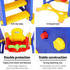 Keezi Kids Slide Swing Set Basketball Hoop Outdoor Playground Toys 120cm Blue - Furniture Ozily