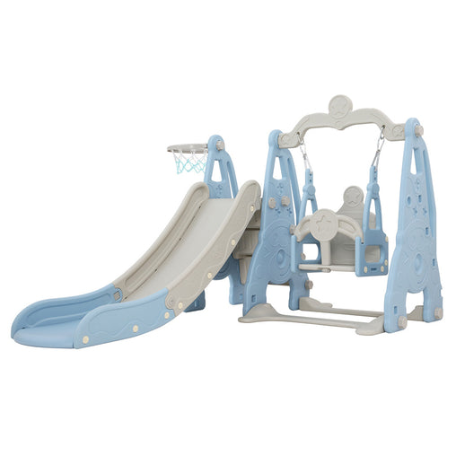 Keezi Kids Slide Swing Set Basketball Hoop Outdoor Playground Toys 170cm Blue - Furniture Ozily