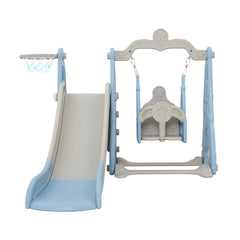 Keezi Kids Slide Swing Set Basketball Hoop Outdoor Playground Toys 170cm Blue - Furniture Ozily