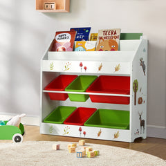 Keezi 3 Tiers Kids Bookshelf Storage Children Bookcase Toy Box Organiser Rack 6 Bins - Furniture Ozily