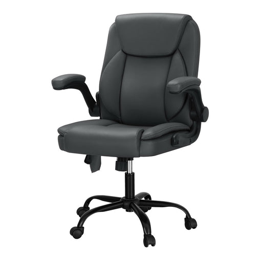 Artiss 2 Point Massage Office Chair Leather Mid Back Grey - ozily