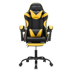 Artiss 2 Point Massage Gaming Office Chair Footrest Yellow - ozily