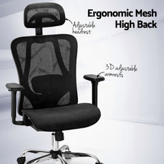 Artiss Ergonomic Office Chair Recline Black - ozily