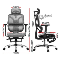 Artiss Ergonomic Office Chair Footrest Grey - ozily