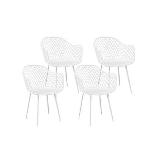 Gardeon 4PC Outdoor Dining Chairs PP Lounge Chair Patio Furniture Garden White - Furniture Ozily