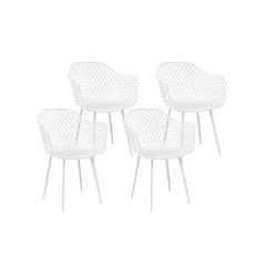 Gardeon 4PC Outdoor Dining Chairs PP Lounge Chair Patio Furniture Garden White - Furniture Ozily