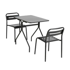 Gardeon 3PC Outdoor Bistro Set Patio Furniture Steel Table and Chairs Black - Furniture Ozily