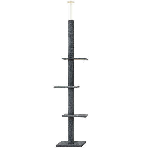 i.Pet Cat Tree 290cm Tower Scratching Post Scratcher Floor to Ceiling Cats Bed Grey - Furniture Ozily
