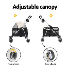 i.Pet Pet Stroller Pram Dog Cat Carrier Cage Large Travel Pushchair Foldable 4 Wheels - Furniture Ozily