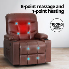 Artiss Recliner Chair Lift Assist Heated Massage Chair Leather Claude - ozily